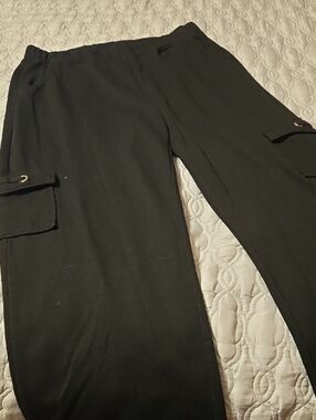 Quacker Factory Black Cargo Jogger Pants